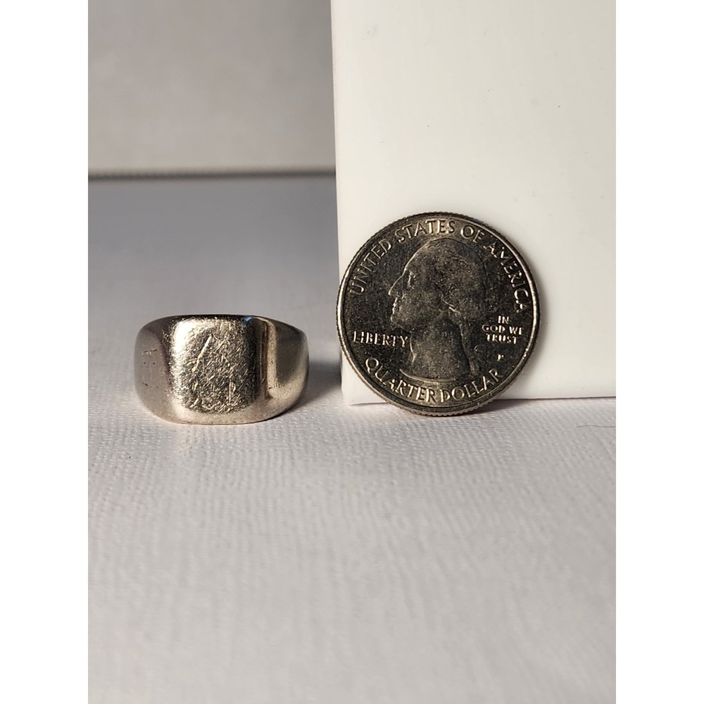 1970's VTG 10K Solid White Gold Signet Ring 9.69g Sz9.25 Navy Vet CPD Estate - Picture 10 of 16